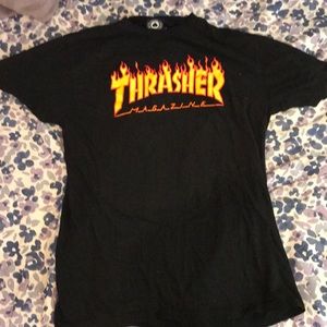 thrasher flames tee black